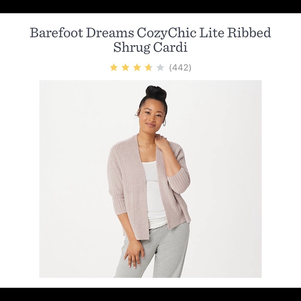 Barefoot Dreams CozyChic Lite Ribbed Shrug Cardi - Light Pink